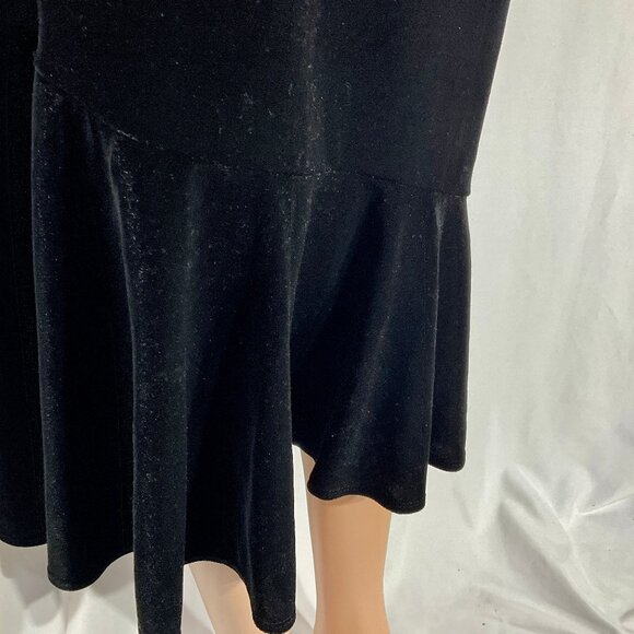 Black Velvet Midi Skirt with Bottom Founce Sz Med - Picture 4 of 9